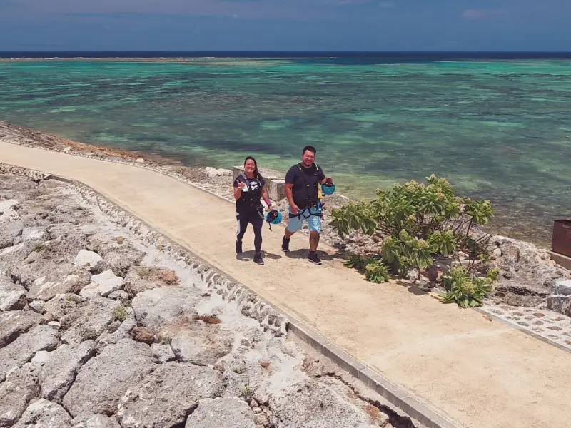 Carla and Renato exploring the beaches of Okinawa